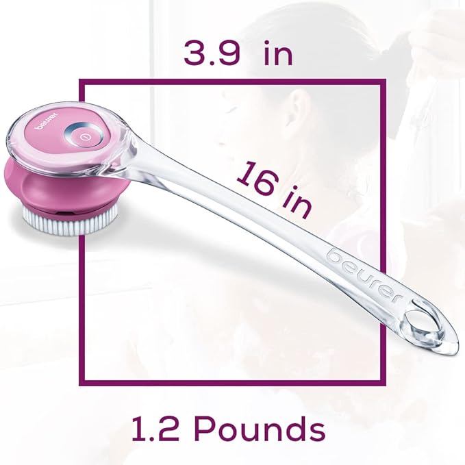 Beurer FC55 Electric Body Scrubber for Exfoliating and Massage, Waterproof for Showering, Cordless and Rechargeable, Spinning Skin Cleansing Brush with 2 Attachments