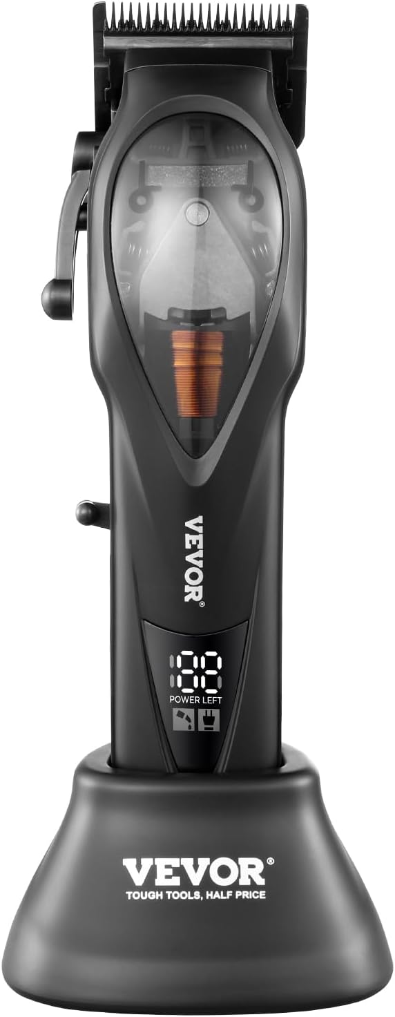VEVOR Hair Clipper for Men with Magnetic Motor 10000RPM, Cordless Barber Clipper with DLC Fade Blade, Men's Hair Cutting Grooming Kit with 8 Guide Combs for Home Barber, Ideal Gift for Man
