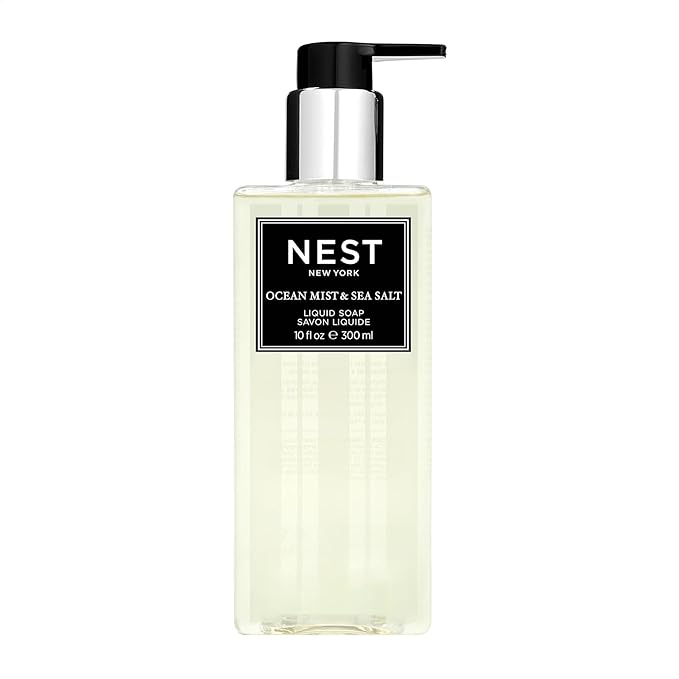 NEST New York Liquid Soap, Ocean Mist & Sea Salt - 10 fl oz - Cleanses & Nourishes Skin - Approx. 300 Pumps Per Bottle - Gluten Free & Cruelty Free