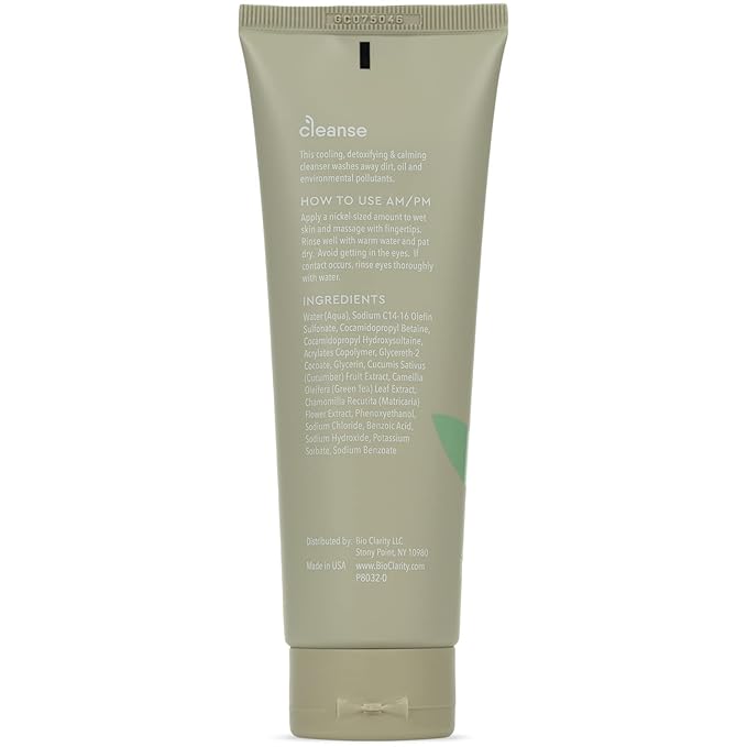 BioClarity Face Cleanser | 100% Vegan, Gentle Wash with Cucumber, Green Tea, and Chamomile, for Sensitive Oily Skin. Natural Ingredients (4 Fl Oz (Pack Of 3))