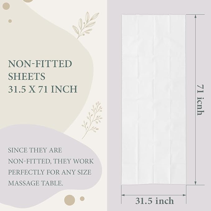 100 PCS Disposable Massage Table Sheets 71x31.5 inch, Disposable Bed Sheets, Disposable Sheets, White Massage Bed Cover, Massage Bed Sheets, Spa Sheets for Esthetician Bed, Hotel, Beauty