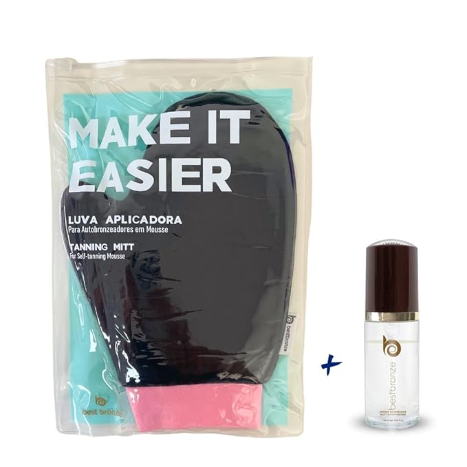 Best Bronze Self Tanner Mousse with Tanning Mitt, 1.7 Fl Oz - Clear Vegan Self Tanning Foam for Light, Medium, Dark Skin Tones - Easy-to-Use Body Bronzer for Oily, Sensitive, Dry Skin