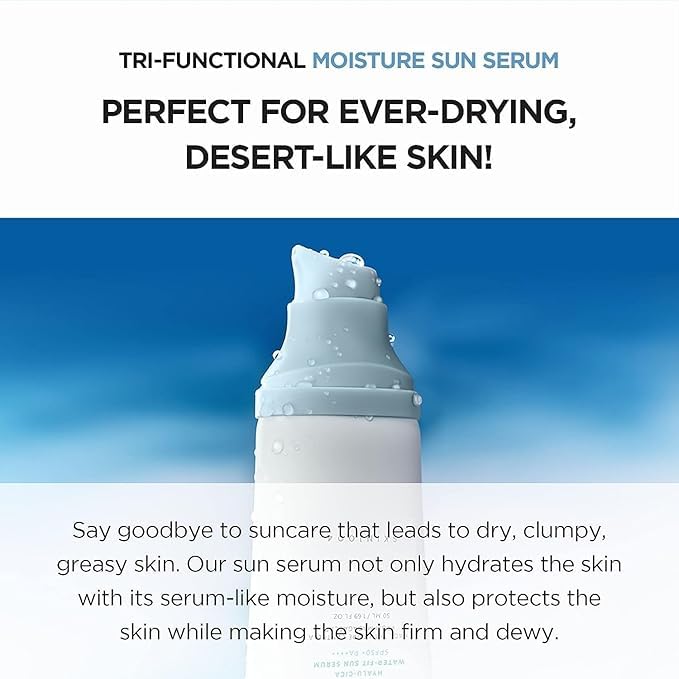 Hyalu CICA Water-fit Sun Serum (Pack of 2) β Lightweight, Hydrating Sun Serum Protection, Soothing, Moisturizing & Non-Greasy, Perfect for Daily Use Application Brushes.