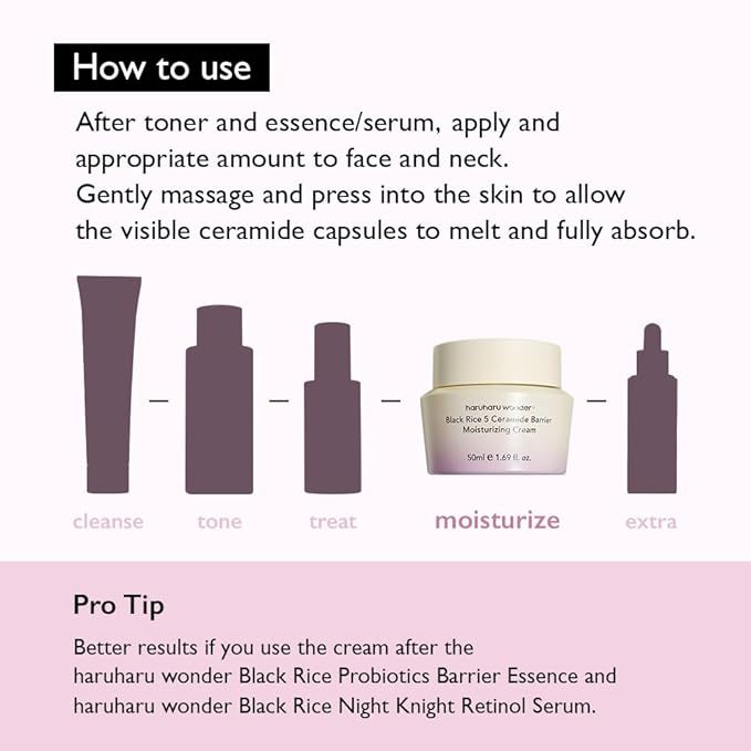 HARUHARU wonder Black Rice 5 Ceramide Barrier Moisturizing Cream, Daily Skin Barrier Care, Long-Lasting Hydration, Soothing & Nourishing, Ceramide Capsules, Korean Skincare 50ml