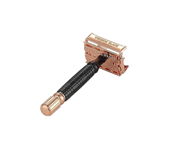 VIKINGS BLADE Double Edge Safety Razor for Men + 5 Swedish Steel Blades + Luxury Case. Smooth, Reusable, Eco-Friendly (Chieftain “Odin”)