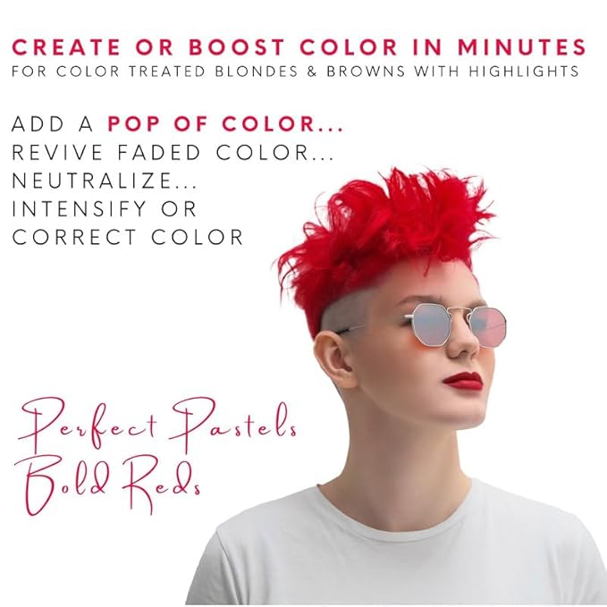 Watercolors by Tressa INTENSE 3-in-1 Color Depositing Shampoo, Semi Permanent Hair Color, Hair Dye Shampoo for Curly, Dry, and Normal Hair, 8 fl oz - RED