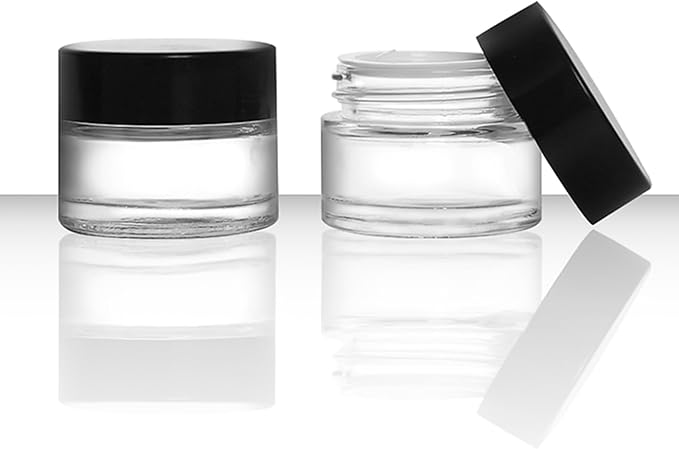90 Pack 5ml Glass Lip Balm Containers, Small Empty Cosmetic Sample Jars with Lids, Refillable Clear Airtight Glass Jars for Skincare, Lotion, Cream, Wax, Travelling, Retail Store
