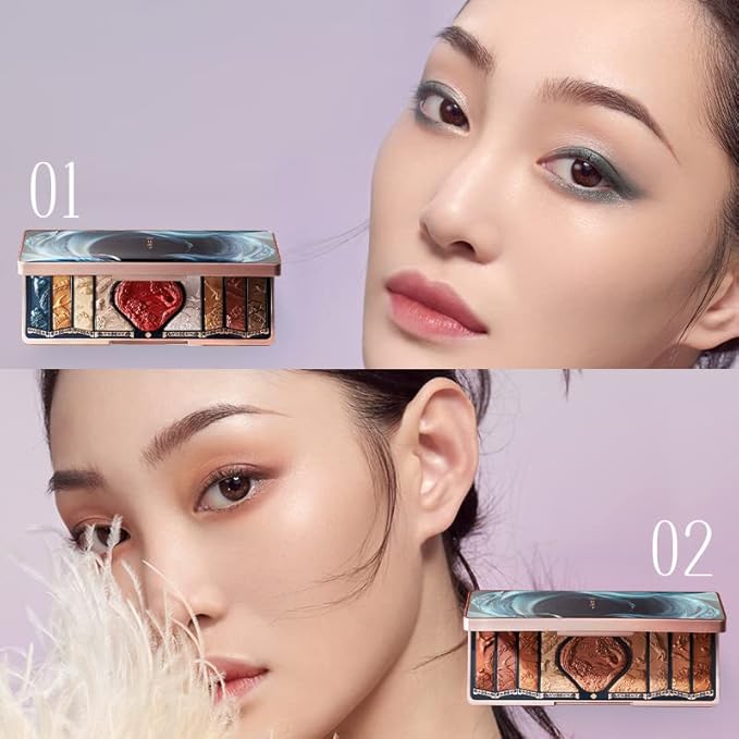 FLORASIS Floral Engraving Phoenix Makeup Palette Makeup Long Lasting Blendable Natural Eyeshadow Palette for Women (02 Retro Brown)