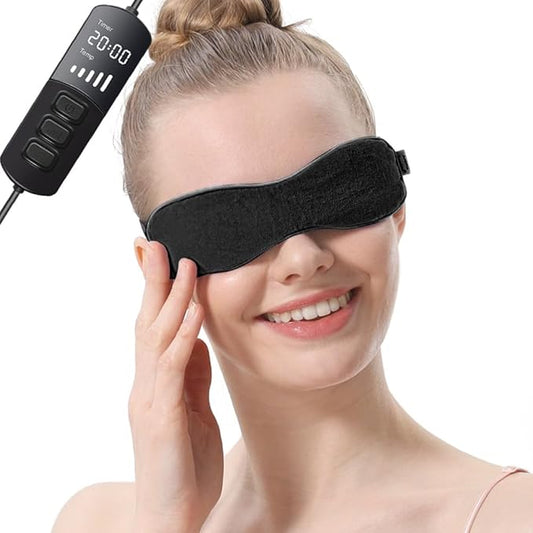 Aroma Season Heated Eye Mask for Dry Eyes, Warm Eye Compress with Flaxseed Graphene FIR for MGD, Dry Eye Syndrome, Chalazion Blepharitis Stye Eye Treatment, Steam Moist to Unclog glands (Black)