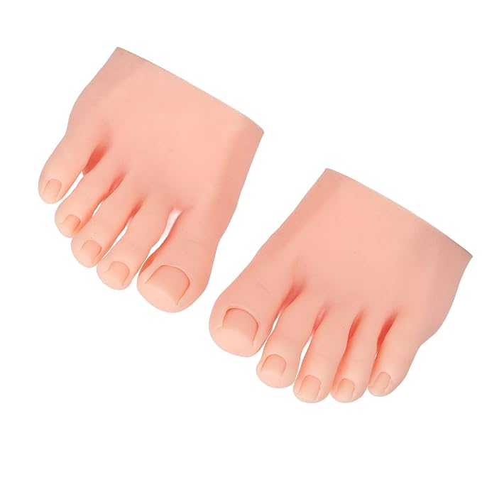 1 Pair Silicone Practice Foot, Nail Practice Training Fake Half Foot Model, Fake Foot Mode for Acrylic Nails Art Training Display Practice (Light Skin Color)