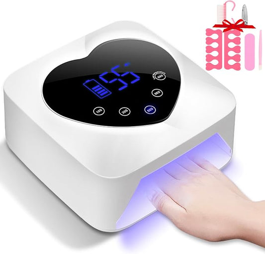 UV LED Nail Lamp Cordless 72W Portable Nail Dryer Light Rechargeable UV Light for Gel Nails Polish/Acrylic,Fast Curing Gel Polish Lamp with 5 Timer Smart Sensor,Nail Art Drying Tools for Home Salon