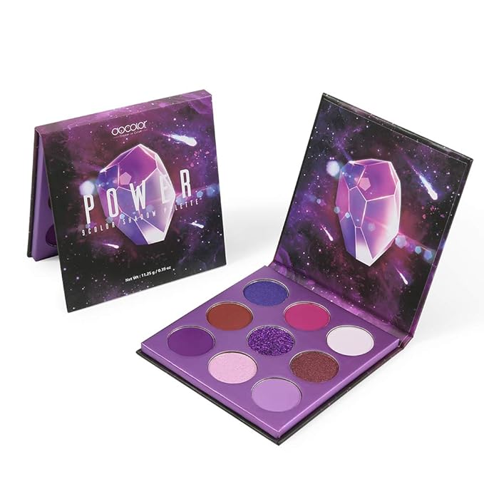 docolor Eyeshadow Palette 9 Colors Gemstone Shadow Palette Highly Pigmented Mattes Shimmers Naked Smokey Glitter Cream Colorful Powder Blendable Long Lasting Waterproof Makeup Palette-Purple