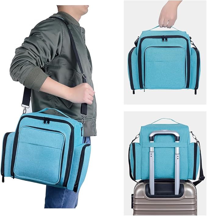 Nail Polish Organizer Case Holds 60 Bottles Portable Travel Storage Box with 2 Detachable Bags, Designed for Women's Nail Tools, Essential Oils and Cosmetics Sets Lake Green