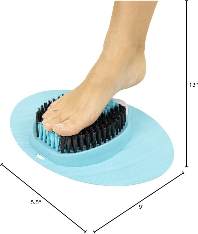 Vive Foot Scrubber for Use in The Shower - Feet Cleaner for Dead Skin with Pumice Stone - Massager and Brush Exfoliating - Callus Remover, Improve Circulation and Relieves Pain - Nonslip Suction Cups