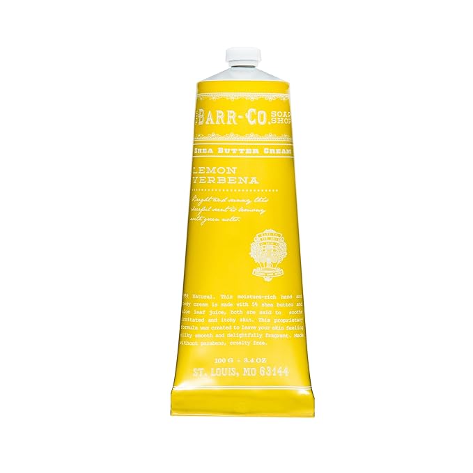 BARR-CO. Soap Shop Hand Cream Lemon Verbena, Tangy Citrus Scent with Grounding Herbs, Hand Cream for Dry & Cracked Hands, Shea Butter Cream, 3.4 fl oz