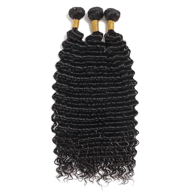 #1B Human Hair Bundles Curly Hair Bundles Double Weft Weave Extensions Brazilian Human Hair Soft and Silky for Black Women 20 22 24 Inch