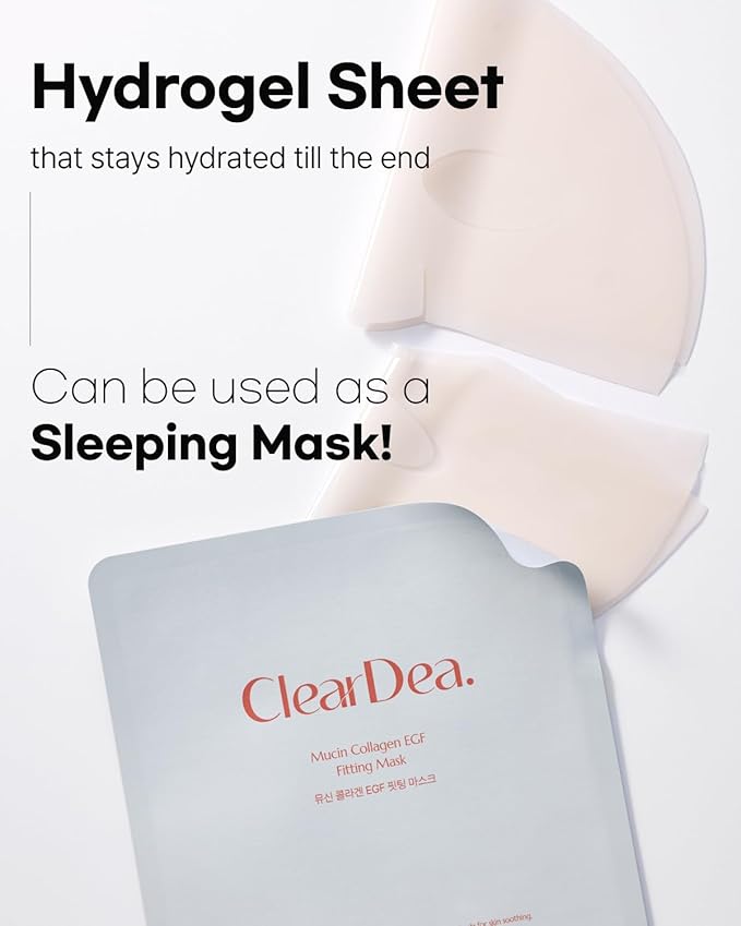 Mucin Collagen EGF Fitting Mask – Collagen & EGF-Infused Hydrogel Mask for Deep Hydration, Firming, and Nourishing Skin, Non-Greasy, Korean Skincare, 5 Sheets