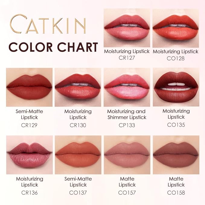 Catkin Moist Lipstick Hydrating High Impact Color Infused with Vitamin E and Avocado Oil Smooth Soft Texture Long Lasting Glow Finish 170