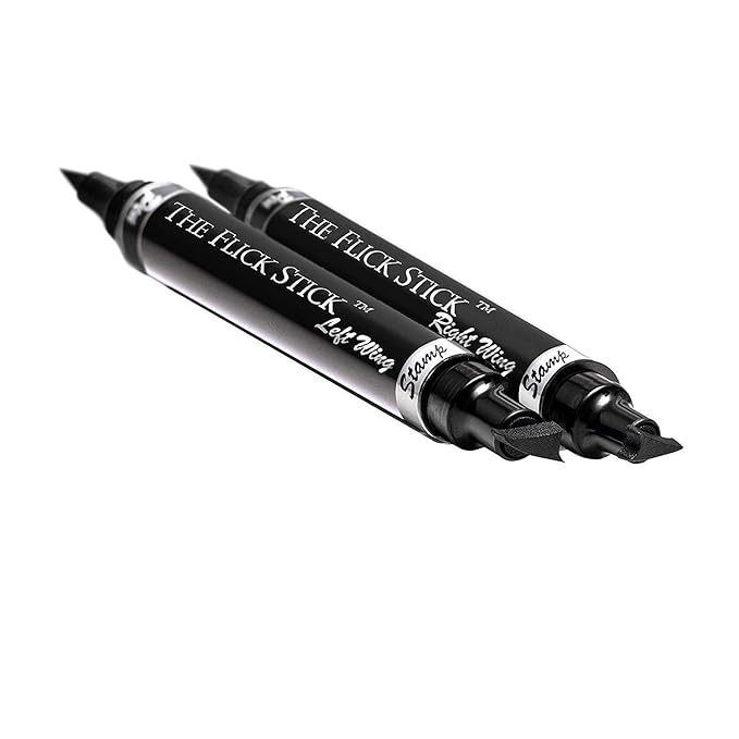 Winged Eyeliner Stamp by Lovoir, Waterproof Make Up, Smudgeproof, Long Lasting Liquid Eye liner Pen, Vamp Style Wing, 2 Wingliner Pens (12mm Vintage, Midnight Black)