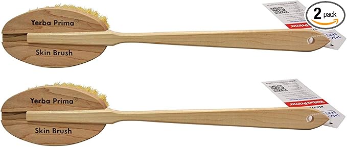 Yerba Prima Tampico Skin Brush (Pack of 2) - Natural Vegetable Fiber Bristles for Dry Skin Brushing