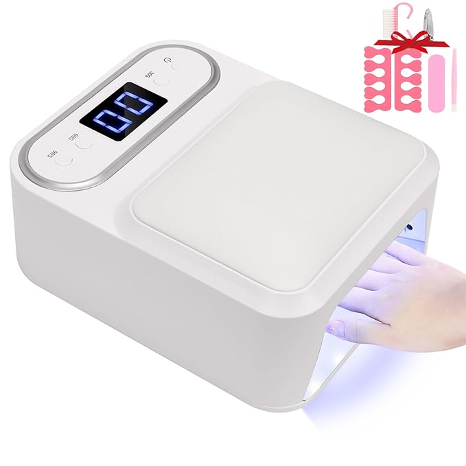 UV LED Nail Lamp with Arm Rest Pillow,Professional UV Nail Dryer Light for Gel Nails/Acrylics,Fast Curing Gel Polish Lamp 48 Beads 3 Timers Smart Sensor,Nail Art Drying Tools for Fingernail Toenail