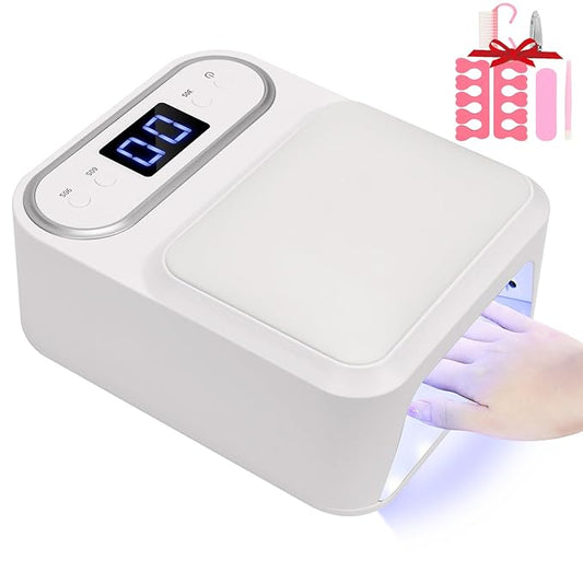 UV LED Nail Lamp with Arm Rest Pillow,Professional UV Nail Dryer Light for Gel Nails/Acrylics,Fast Curing Gel Polish Lamp 48 Beads 3 Timers Smart Sensor,Nail Art Drying Tools for Fingernail Toenail