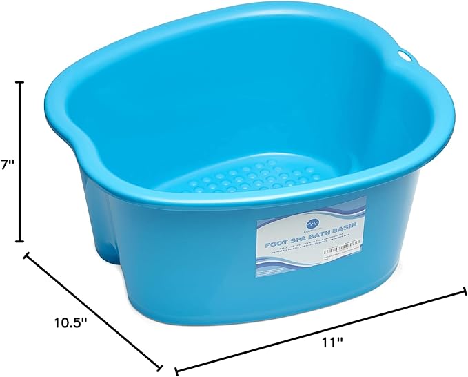 AllSett Health Foot Soaking Bath Basin – Large Size for Soaking Feet | Pedicure and Massager Tub for at Home Spa Treatment | Callus, Fungus, Dead Skin Remover, Blue