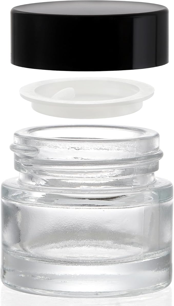 Coloch 70 Pack 10ml Thick Glass Jars with Airtight Lid, Clear Round Lip Balm Container Tiny Sample Jar for Cosmetics, Lotion, Cream, Makeup, Samples, Wax, Skincare, Travelling, Retail Store