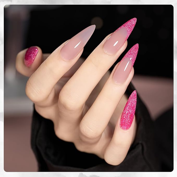 GAOY 42 Pcs Gel Nail Polish Kit, All Seasons Gel Nail Polish Set with Glossy & Matte Top Coat and Base Coat, with Medium Stiletto Fake Nail Tips, 360Pcs Matte Soft Gel X Nail Tips