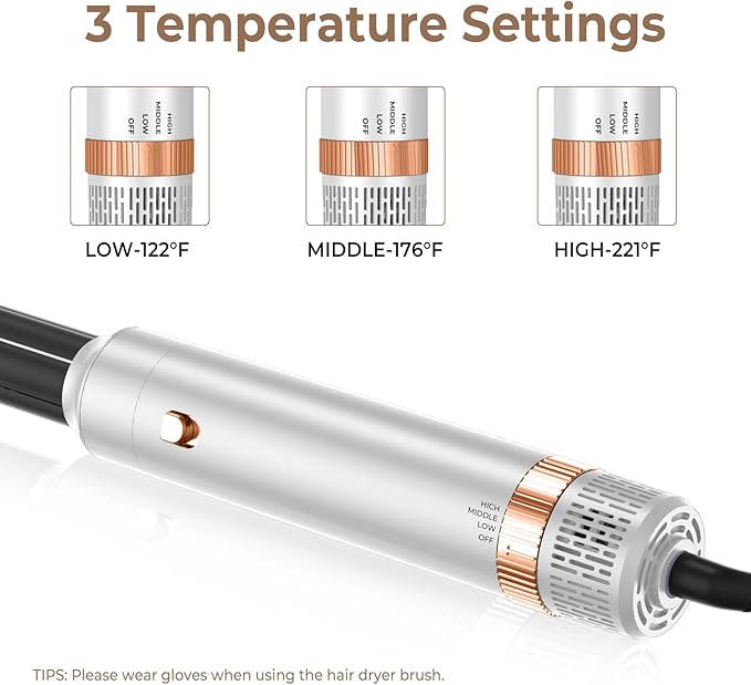 6 in 1 Hair Dryer Brush, Blow Dryer Brush Ionic Hair Dryer, Oval Hot Air Brush, Hair Curler Hair Straightener Magic Styler Autowrap Air Styler