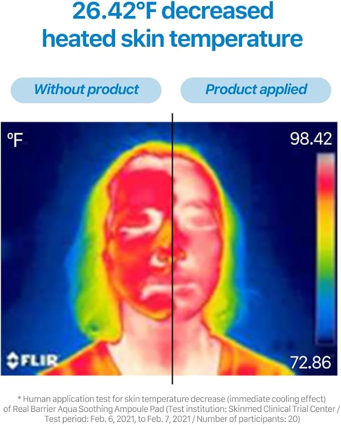 Real Barrier Aqua Soothing Ampoule Pad, 70 Pads, Cooling Soothing Facial Pad Mask for Redness Relief, Skin Barrier Repair Face Moisturizer with Hyaluronic Acid for Sensitive Dry Skin, Korean Skincare