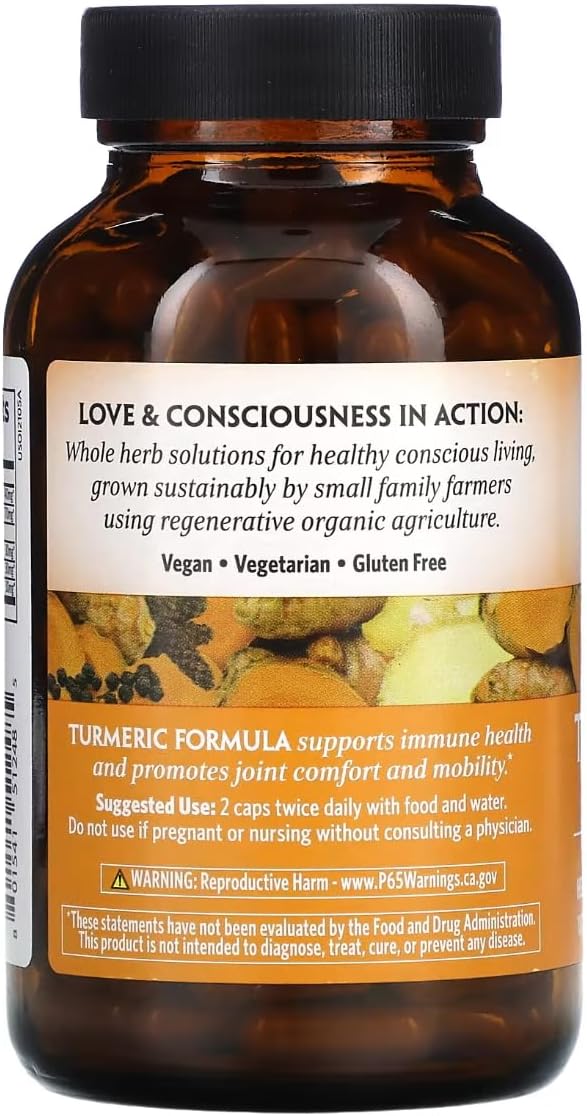ORGANIC INDIA Turmeric Curcumin with Black Pepper - Organic Turmeric & Curcumin Supplement, Joint & Immune System Support, Whole Root - 60 Capsules