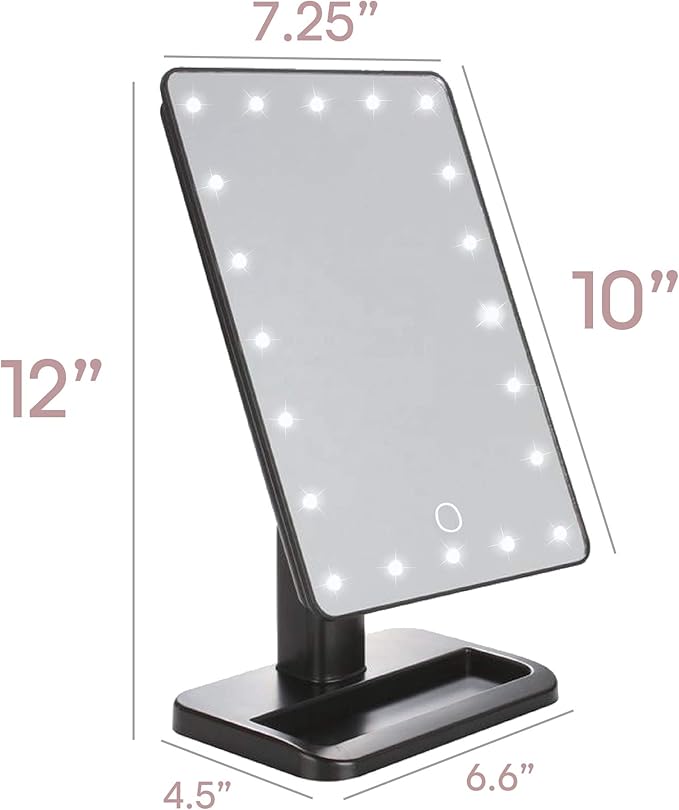 Aduro Vanity Mirror Makeup Mirror With Lights And Wireless Speaker, U-Reflect Beauty LED Wireless Swivel Smart Home Audio Mirror With Tray (Black)