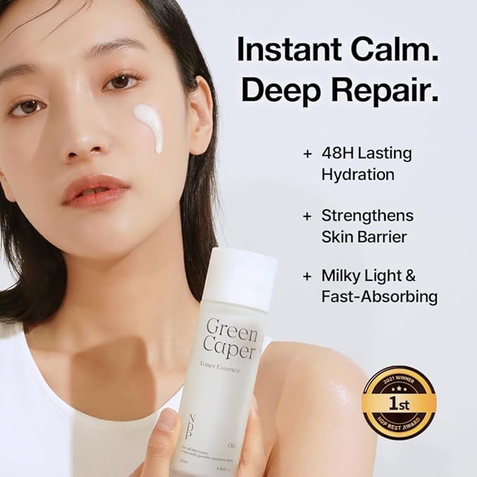 NDP Green Caper Milky Toner Essence - Hydrating Korean Toner for Face, Deep Moisture for Sensitive and Dry Skin, Panthenol, Madecassoside (4.39 Fl oz / 130ml)