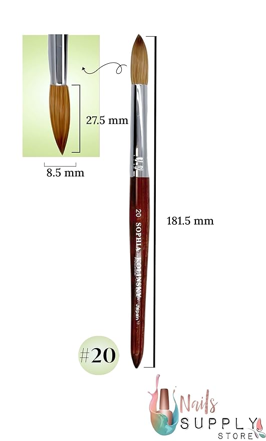 Acrylic Nail Brush Pure Kolinsky Hair Round Shape Redwood handle Size #6 to #22 Pick Your Size (SIZE #20)
