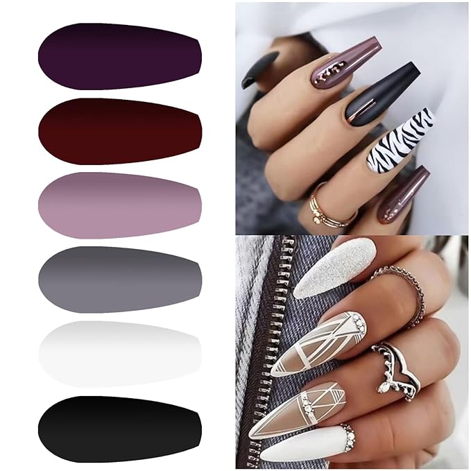 Vishine Gel Nail Polish Starter Kit 6 Colors Gel Polish Set Base Top Coat, 36W LED Nail Dryer Lamp with Full DIY Gel Manicure Nail Tools 8ml #C026