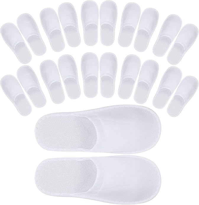 24 Pairs Spa Slippers Flip Flops Disposable Slippers for Hotel Guests Women Men Closed Toe Super Comfort White