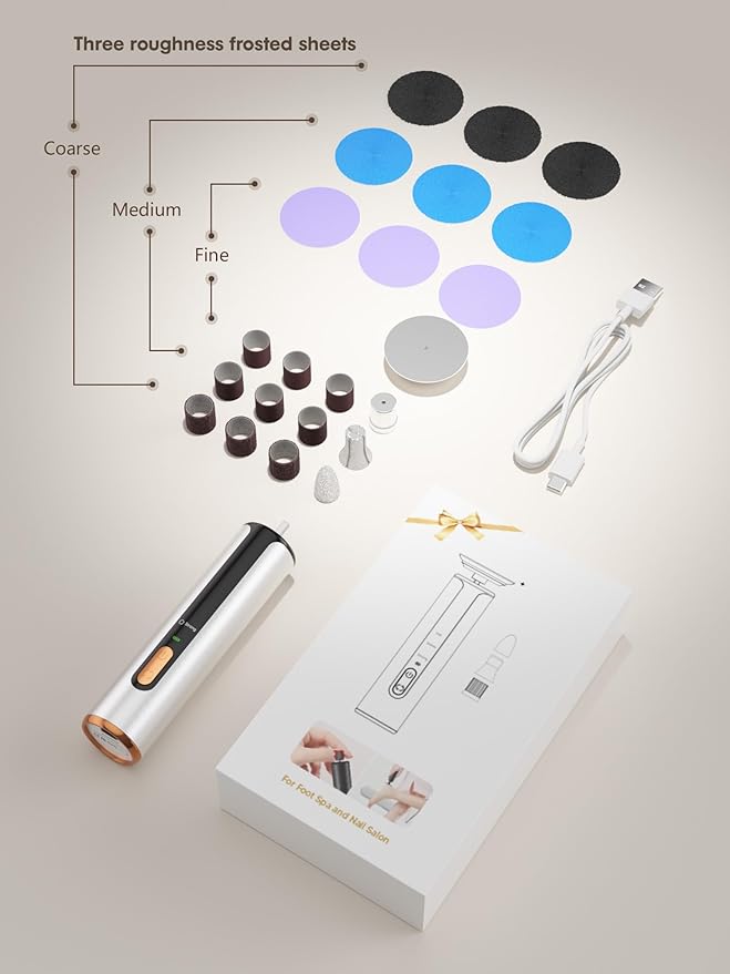 Electric Feet Callus Remover - 2 in 1 Cordless Electric Foot File Nail Grinder,Electric Callus Remover for Feet with 3 Modes,Dry Skin Remover for Feet (Silver)