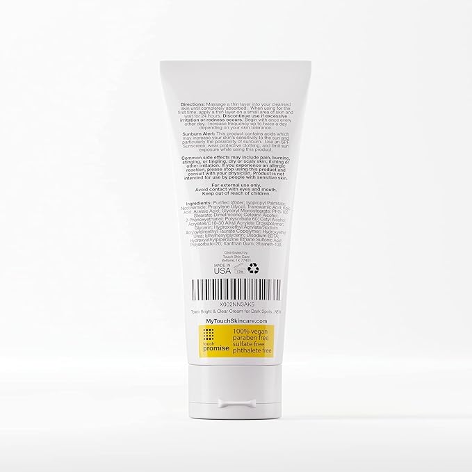 TOUCH Radiance Cream with Niacinamide, Kojic Acid, Tranexamic Acid & Azelaic Acid – Brightening Face Cream for Uneven Skin Tone – 2 oz