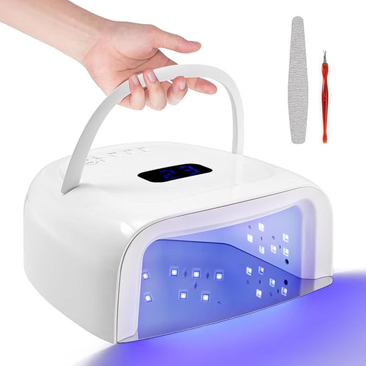 UV LED Nail Lamp - Rechargeable Nail Light for Gel Polish 60W Faster Nail Dryer for Fingernail Toenail with Auto Sensor Professional Portable Handle Nail Curing Lamp