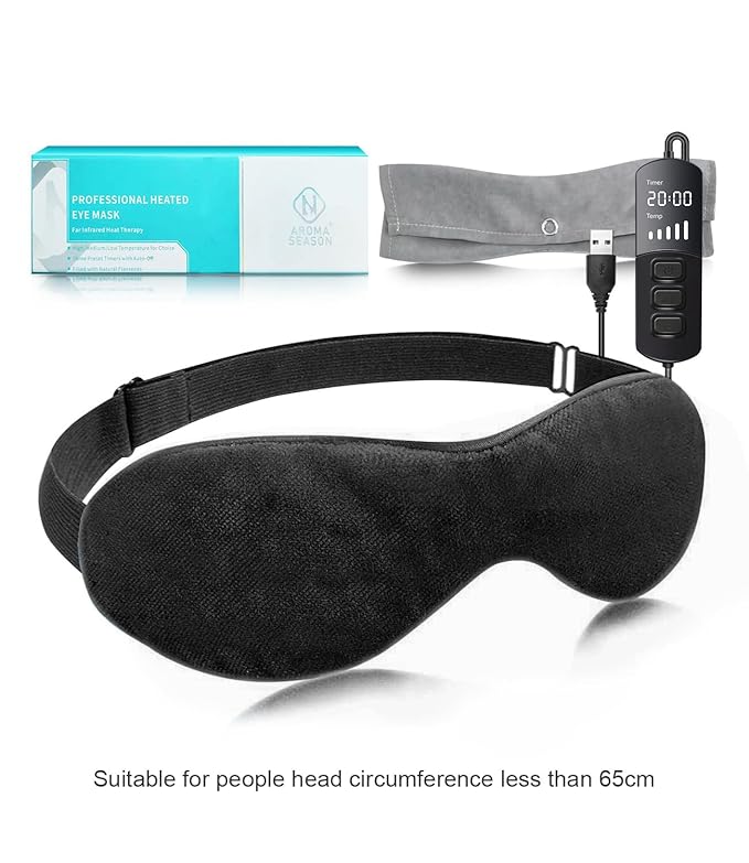 Aroma Season Heated Eye Mask for Dry Eyes, Warm Eye Compress with Flaxseed Graphene FIR for MGD, Dry Eye Syndrome, Chalazion Blepharitis Stye Eye Treatment, Steam Moist to Unclog glands (Black)