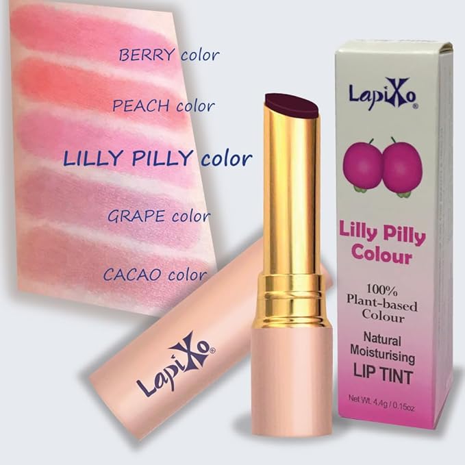 100% Plant-based Color, Unique Natural Moisturizing Lip Tint, 2-in-1 | Non-Toxic, All Food Ingredients, Antioxidant-rich Superfoods, Natural Matte Sheer, Buildable, 4.4g/0.15oz (Lilly Pilly color)