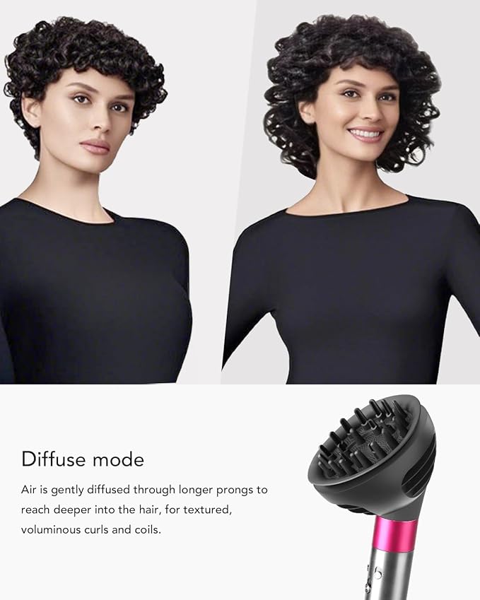 Wave+Curl Diffuser for Dyson Airwrap Styler, Upgraded Diffuser Nozzle Attachment for Dyson Airwrap HS01 HS05 HS08 for Wavy Curly or Coily Hair Type