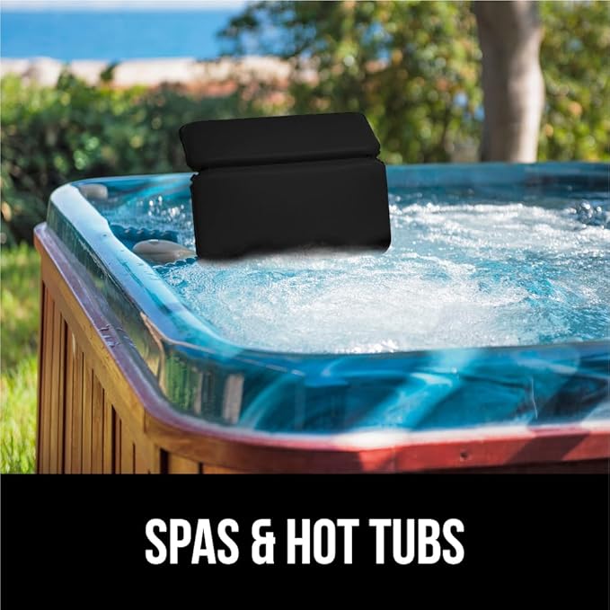 GORILLA GRIP Bath Pillow for Tub, Improved Suction Cups, Luxury Bathtub Pillows, Headrest for Neck and Back Support, Relaxing Home Spa, Hot Tubs and Bathroom Essentials, Gifts for Women, 2 Panel Black