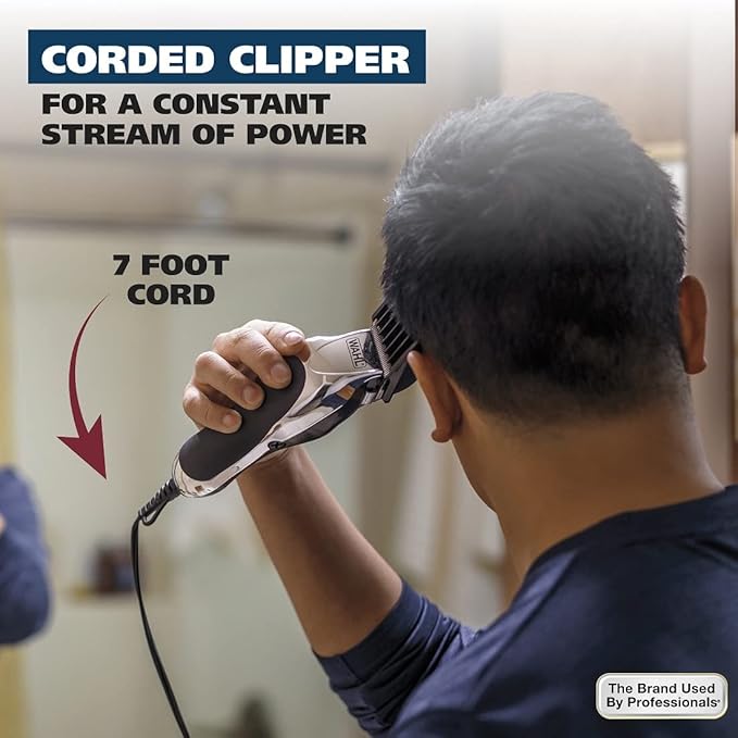 Wahl USA Chrome Pro Corded Clipper Complete Haircutting Kit for Men – Powerful Total Hair Clipping, Beard Trimming, & Grooming - Model 3024635