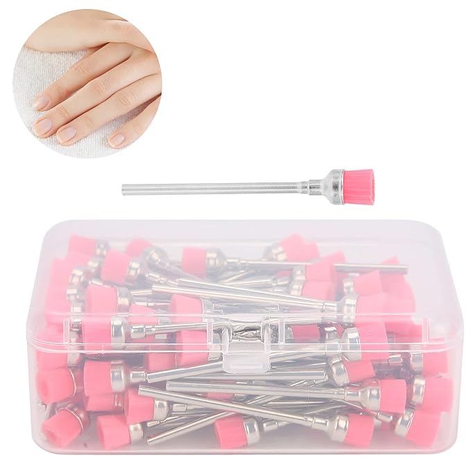 100pcs Nail Drill Bit Cleaning Brush - Nail Polishing Head Cleaner Stainless Steel Nail Head Cleaning Brush Nail Dust Brush Cleaner Manicure Tool Accessory for Manicure Pedicure(02)