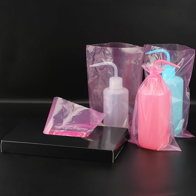 500PCS Pink Tattoo Wash Bottle Bags, Disposable Tattoo Bottle Bags Squeeze Bottle Bag Sleeves Dental Bottle Bag Covers, Tattoo Bottle Cleaning Bags for Tattoo Supplies Accessories