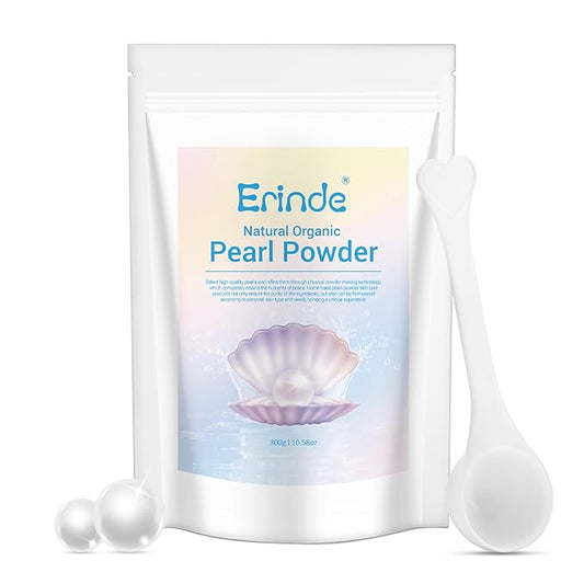 Erinde Freshwater Pearl Powder Organic, 10.58 OZ / 300g Natural Pearls for Skin Care, Cosmetic Grade, Organic Pearl Powder for DIY Face Mask, Cream & Lotion, Deep Cleansing, Anti-Aging Facial Mask