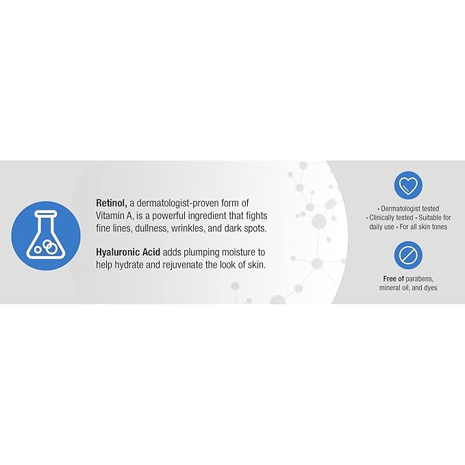 Neutrogena Rapid Wrinkle Repair Retinol Face Moisturizer, Daily Anti-Aging Cream with & Hyaluronic Acid to Fight Fine Lines, Wrinkles, Dark Spots, 1.7 oz (pack of 2) 3.4 Ounce