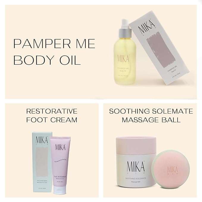 Age Playfully Bundle 3-Piece Gift Bundle for Women | Organic Body Oil+Foot Lotion for Dry Cracked Feet+Massage Ball for Feet and Muscle | Gift Idea for Women Over 40, Girlfriends, Moms | Clean Beauty